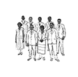 Drawn rendering from photograph of Lincoln Hign School's first graduating class