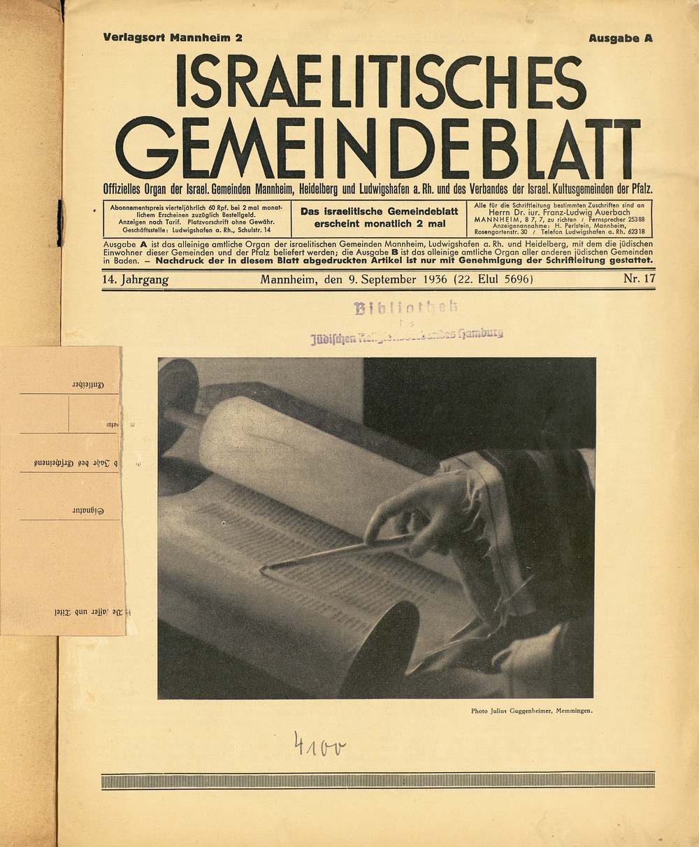 Judisches Gemeindeblatt fur die israelitischen Gemeinden in Mannheim, Heidelberg und Ludwigshafen a. Rh.